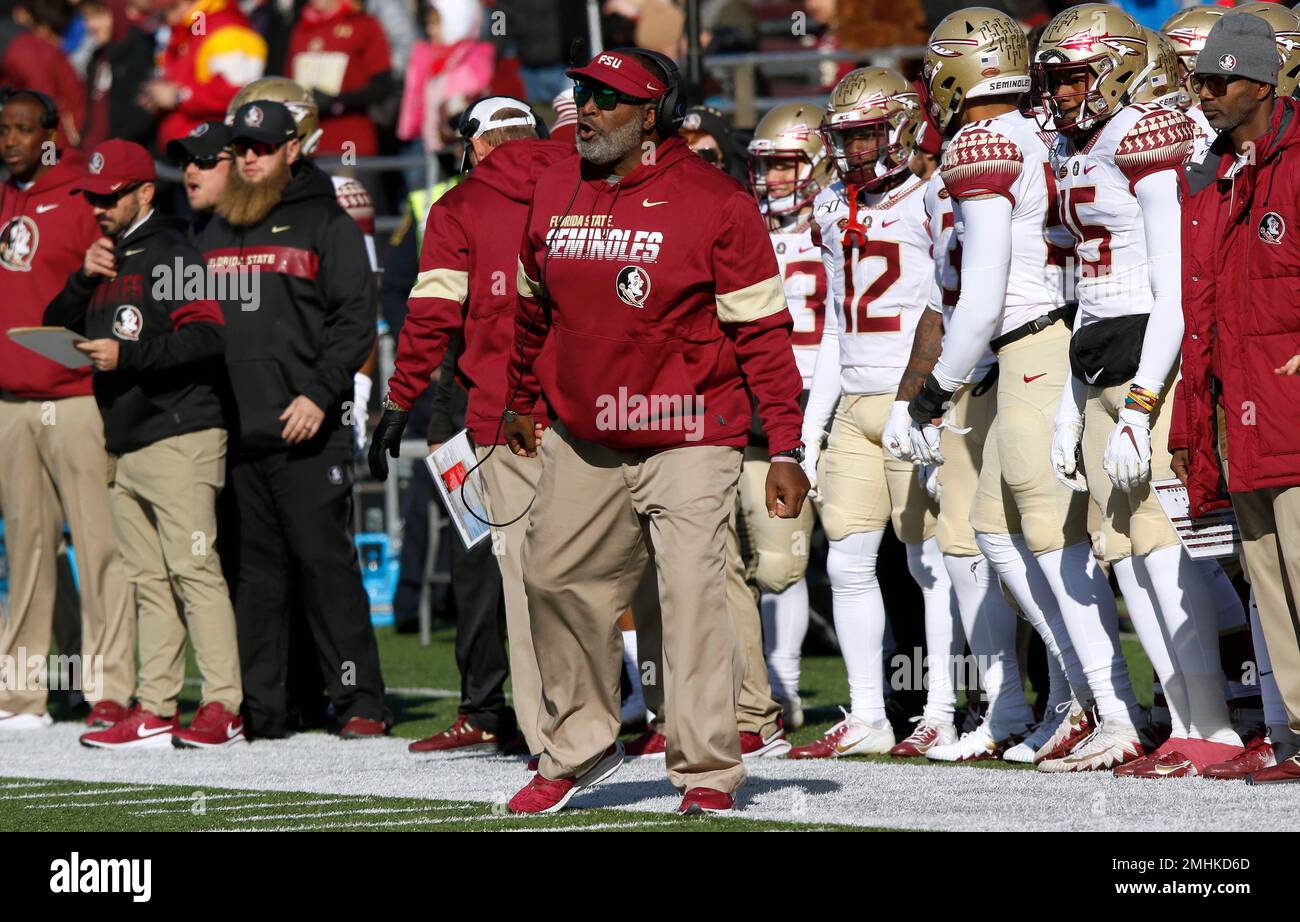 Florida State interim head coach Odell Haggins shouts instructions from