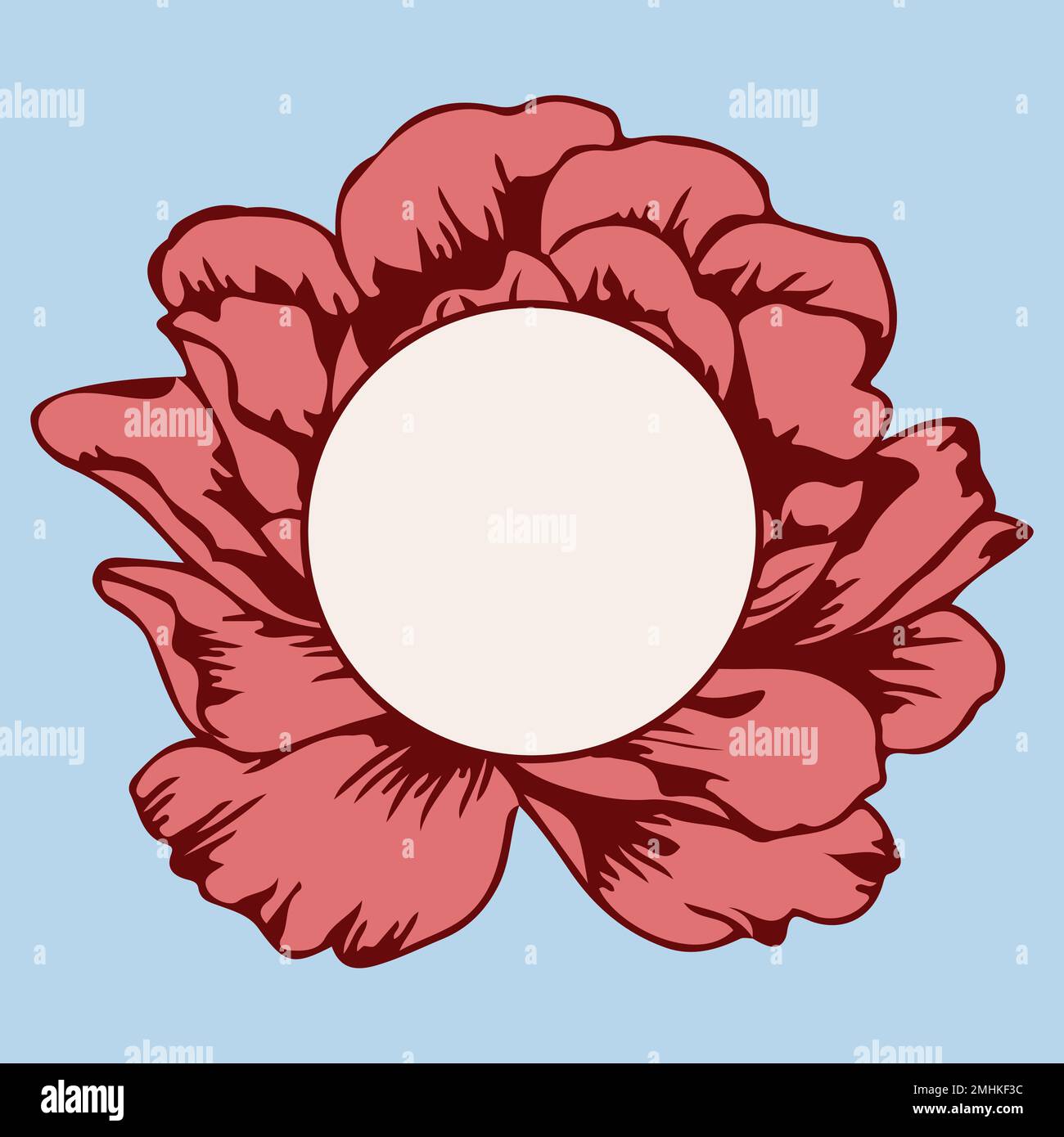 Greeting card with oval frame text box and beautiful blooming garden rose Stock Vector
