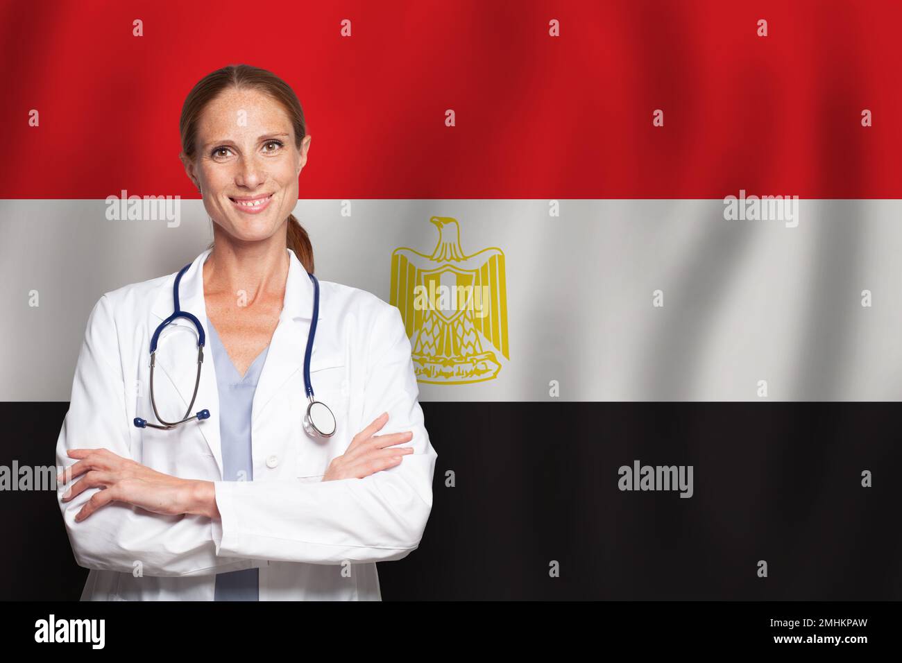 Egyptian general practitioner doctor gp on the flag of Egypt Stock Photo