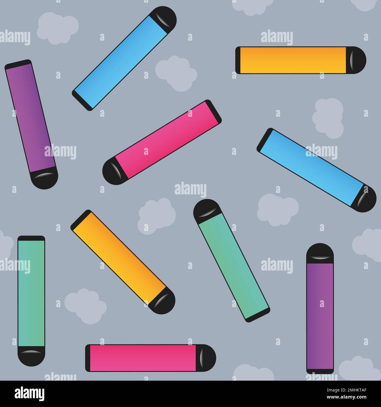 Colorful vape pattern. Electronic cigarettes and vape pattern. Flat vector illustration Stock Vector