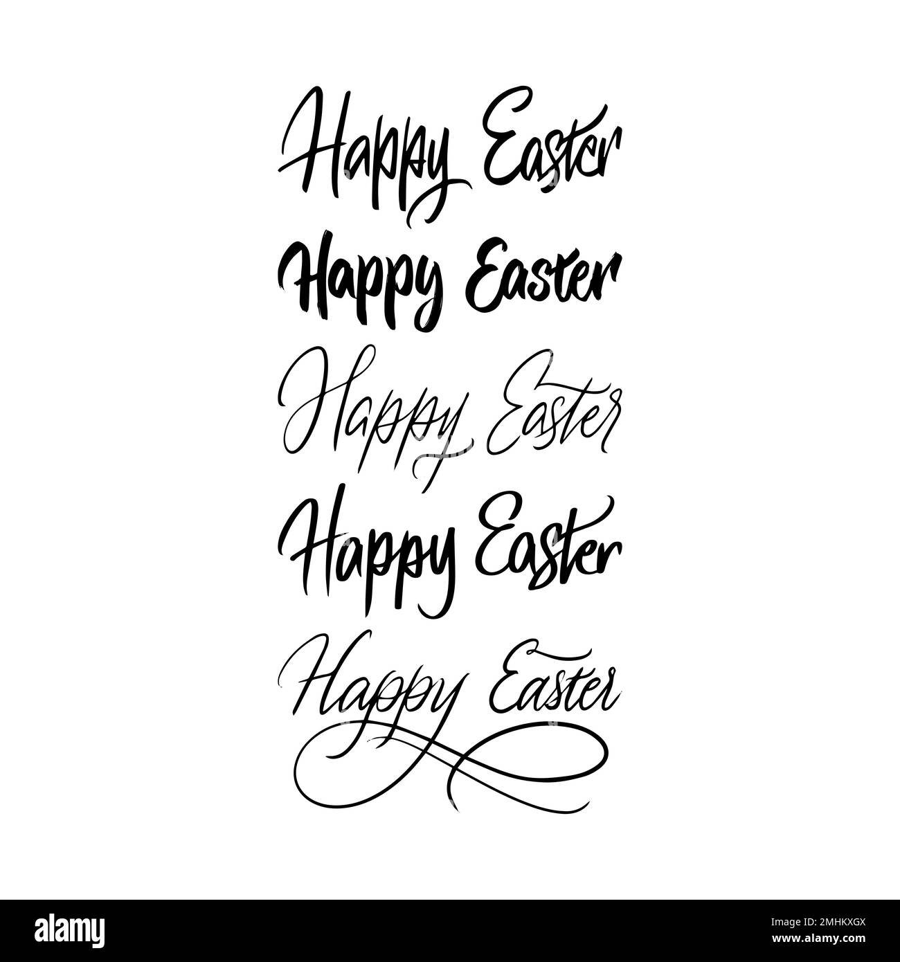 Happy Easter Handwritten Lettering Set Stock Vector