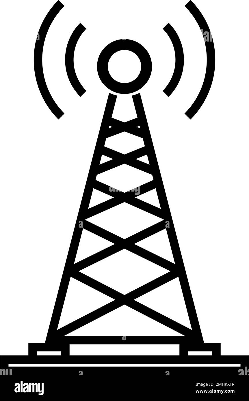 Simple transmitter. Communication tower. Editable vector. Stock Vector