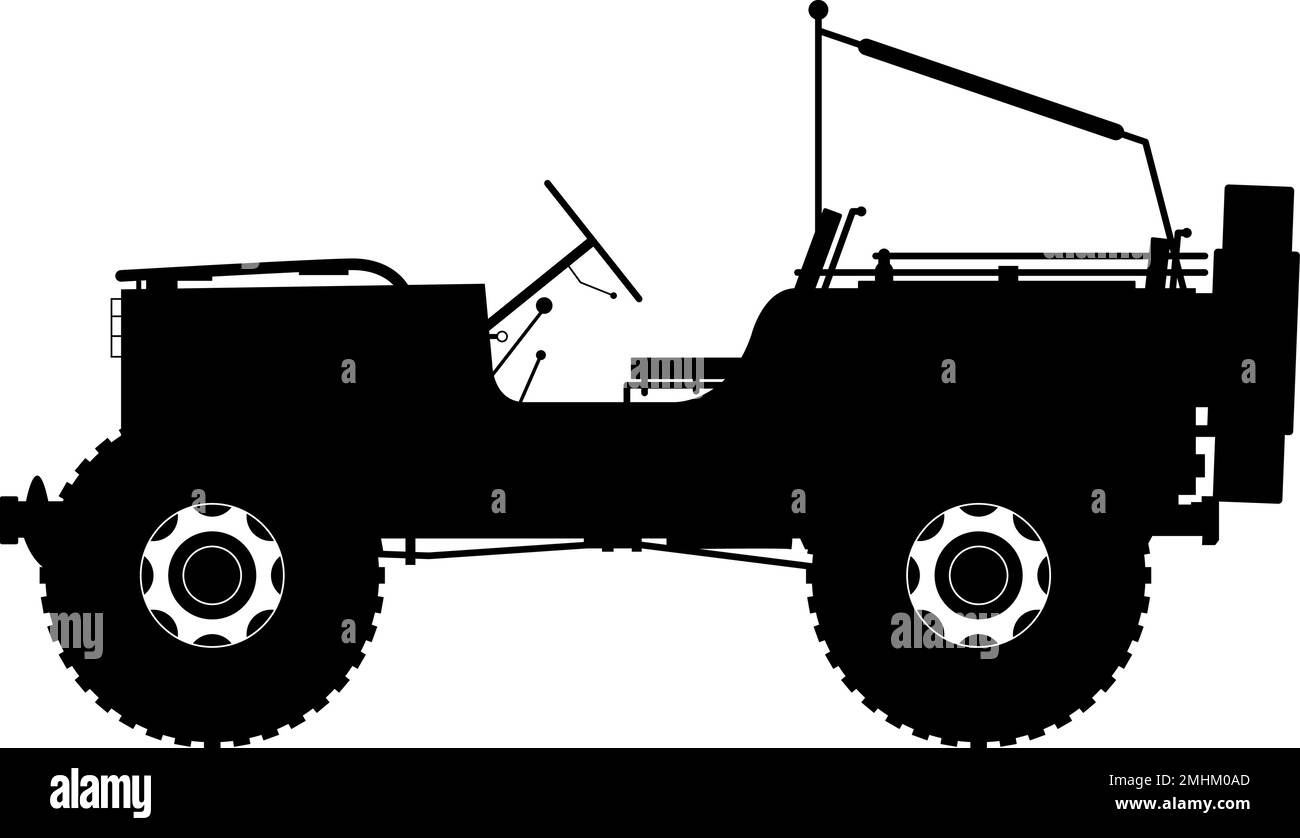silhouette of a Jeep, Army Jeep vector illustration Stock Vector