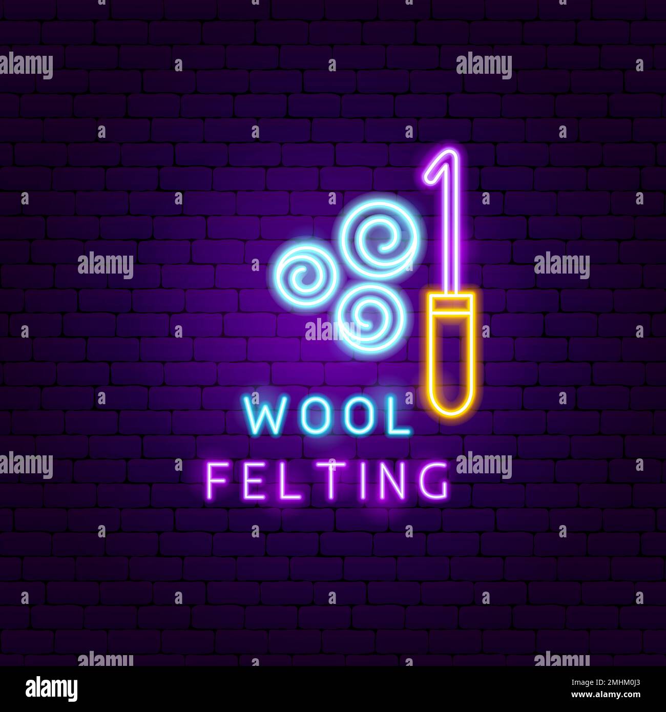 Wool Felting Neon Label Stock Vector