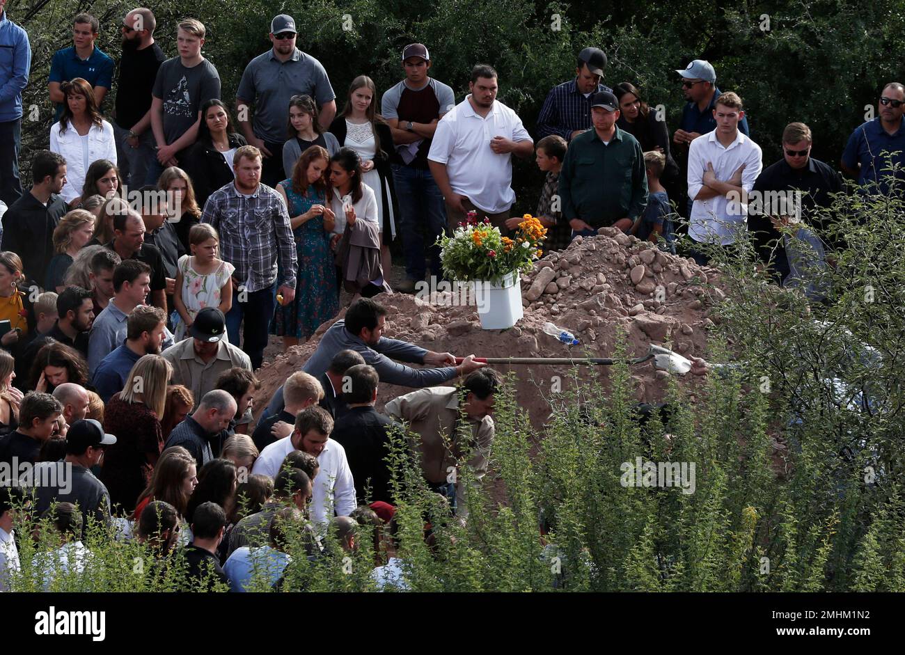 Family and friends gather for the burial service for Dawna Ray Langford