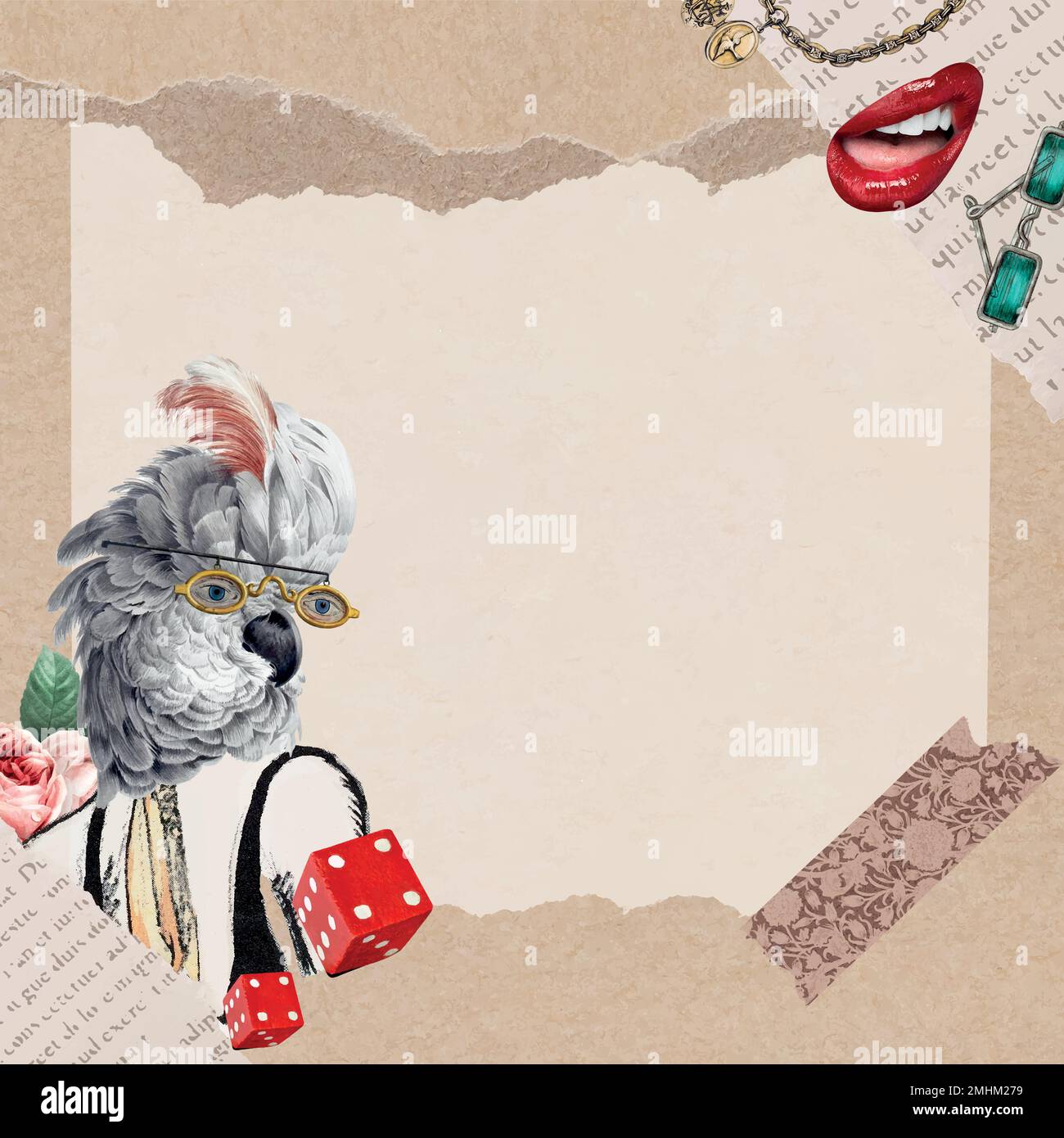 Vintage collage frame wallpaper background illustration, vector mixed