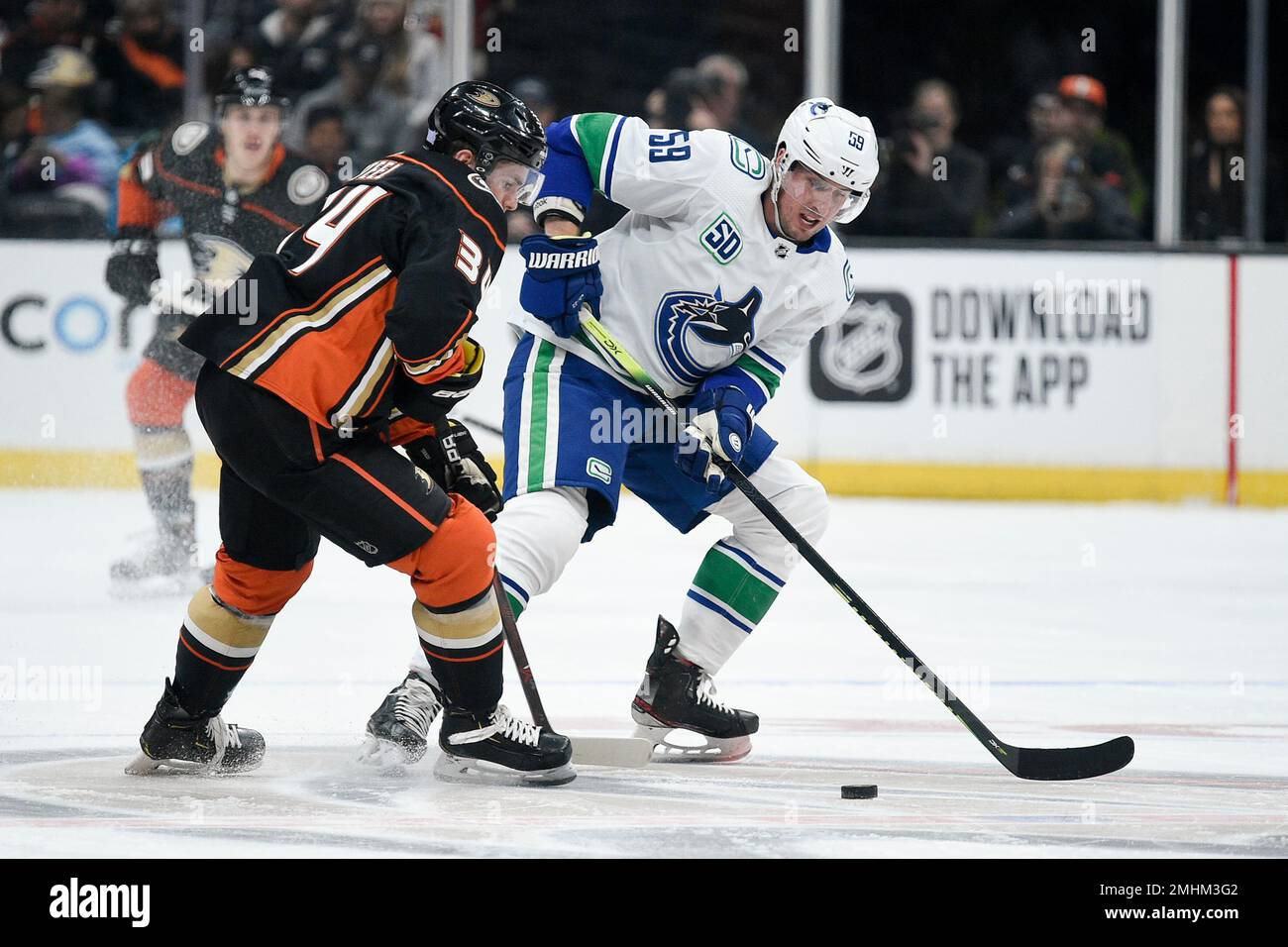 Tim Schellper Vancouver Canucks left wing Tim Schaller, right, and Anaheim Ducks ...