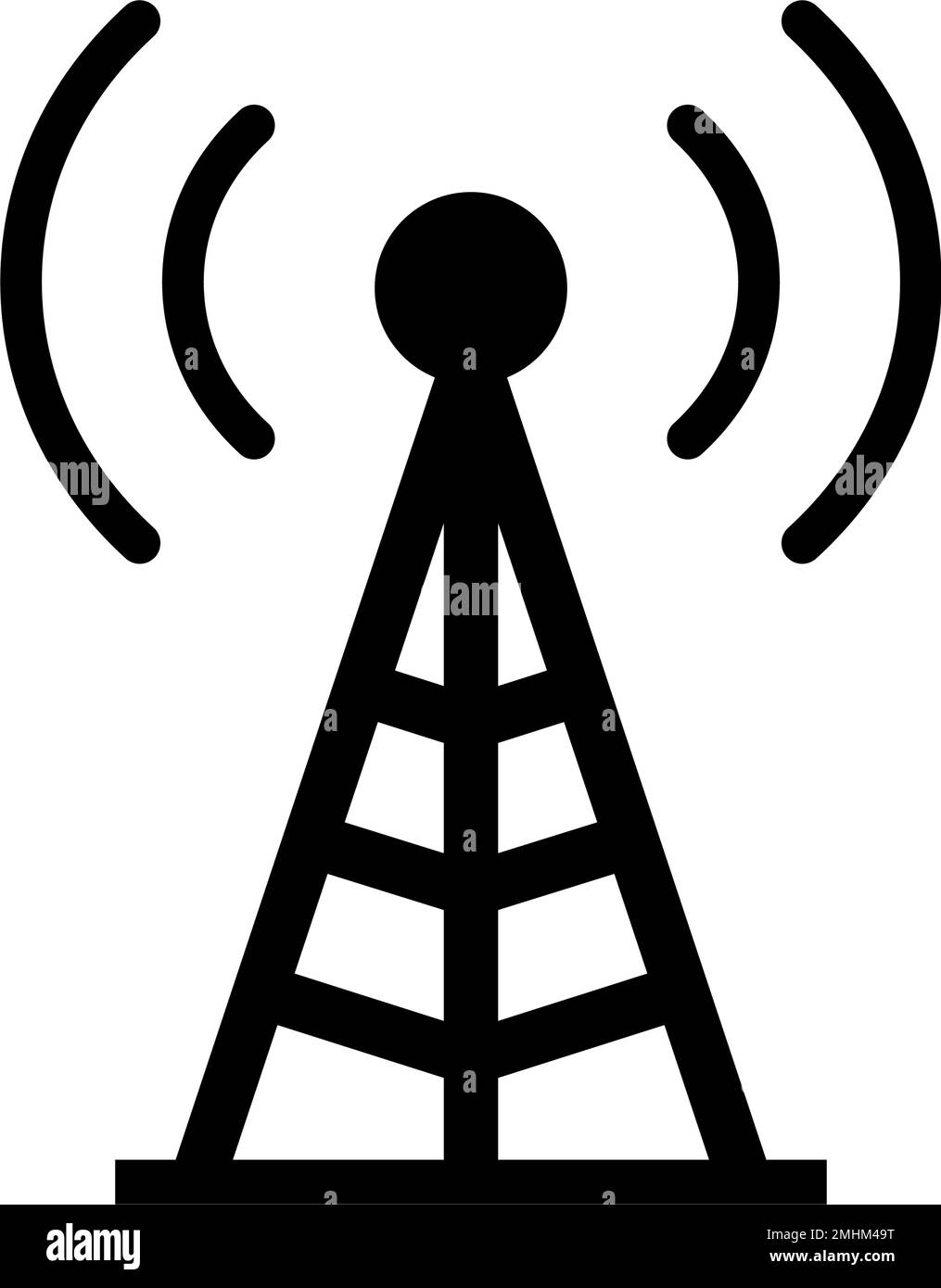 Cellular radio base station. Radio tower. Communication tower. Editable vector. Stock Vector