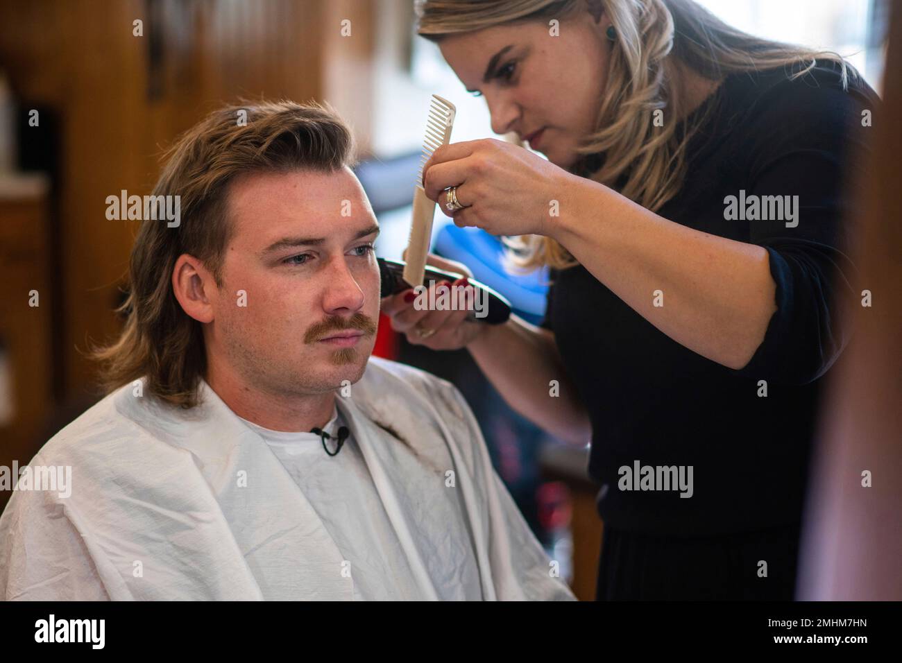 Wallen gets a haircut at Paul Mole Barber Shop on Tuesday, Aug