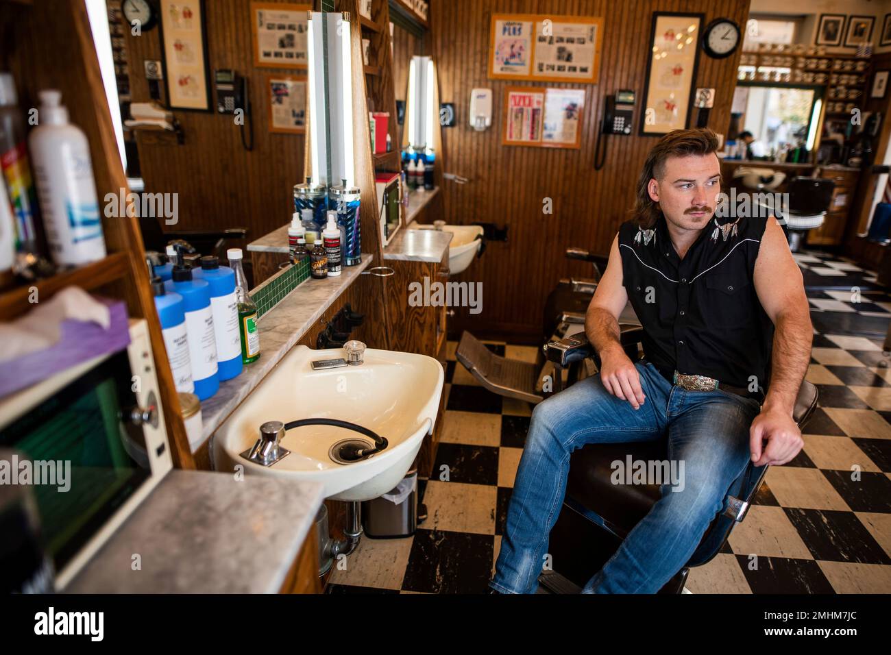 Wallen poses for a portrait after getting a haircut at Paul Mole