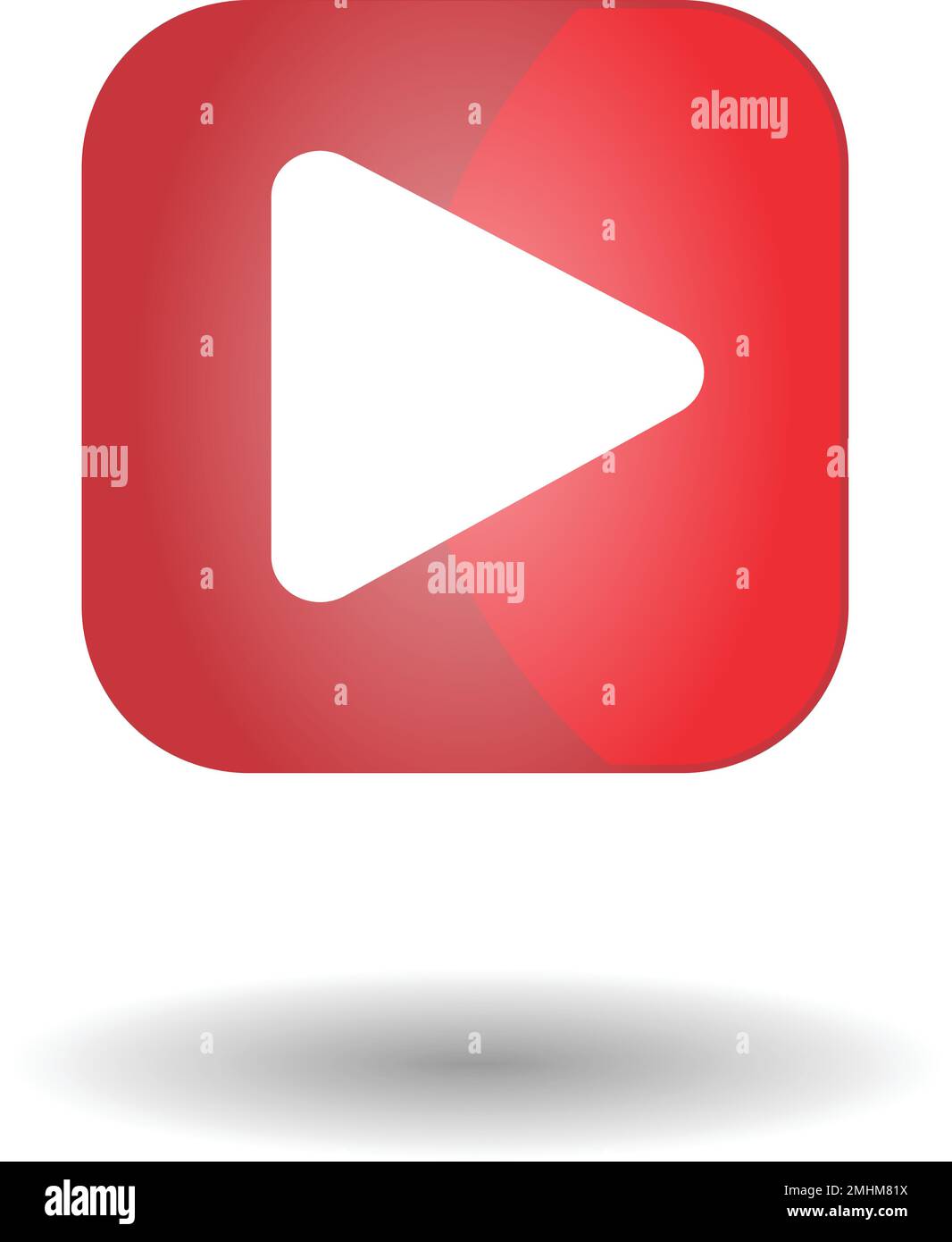 Red play button symbol, video streaming, broadcasting icon isolated ...
