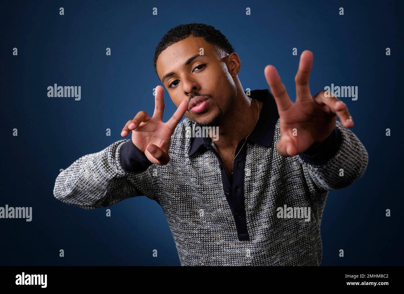 Diggy Simmons, a cast member in the Freeform series "Grown ish," poses