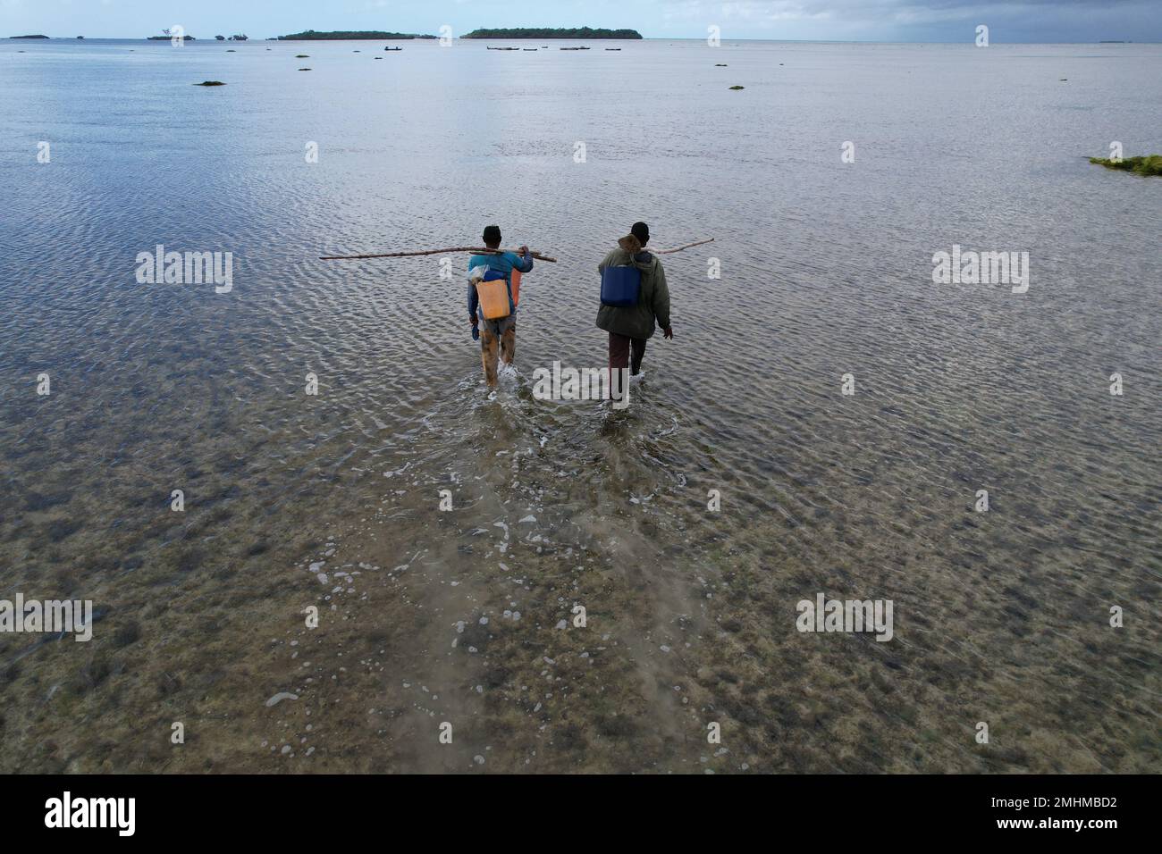 Indian Ocean, Kenya, fishermen. Stock Photo