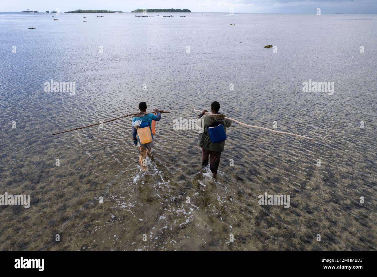 Indian Ocean, Kenya, fishermen. Stock Photo