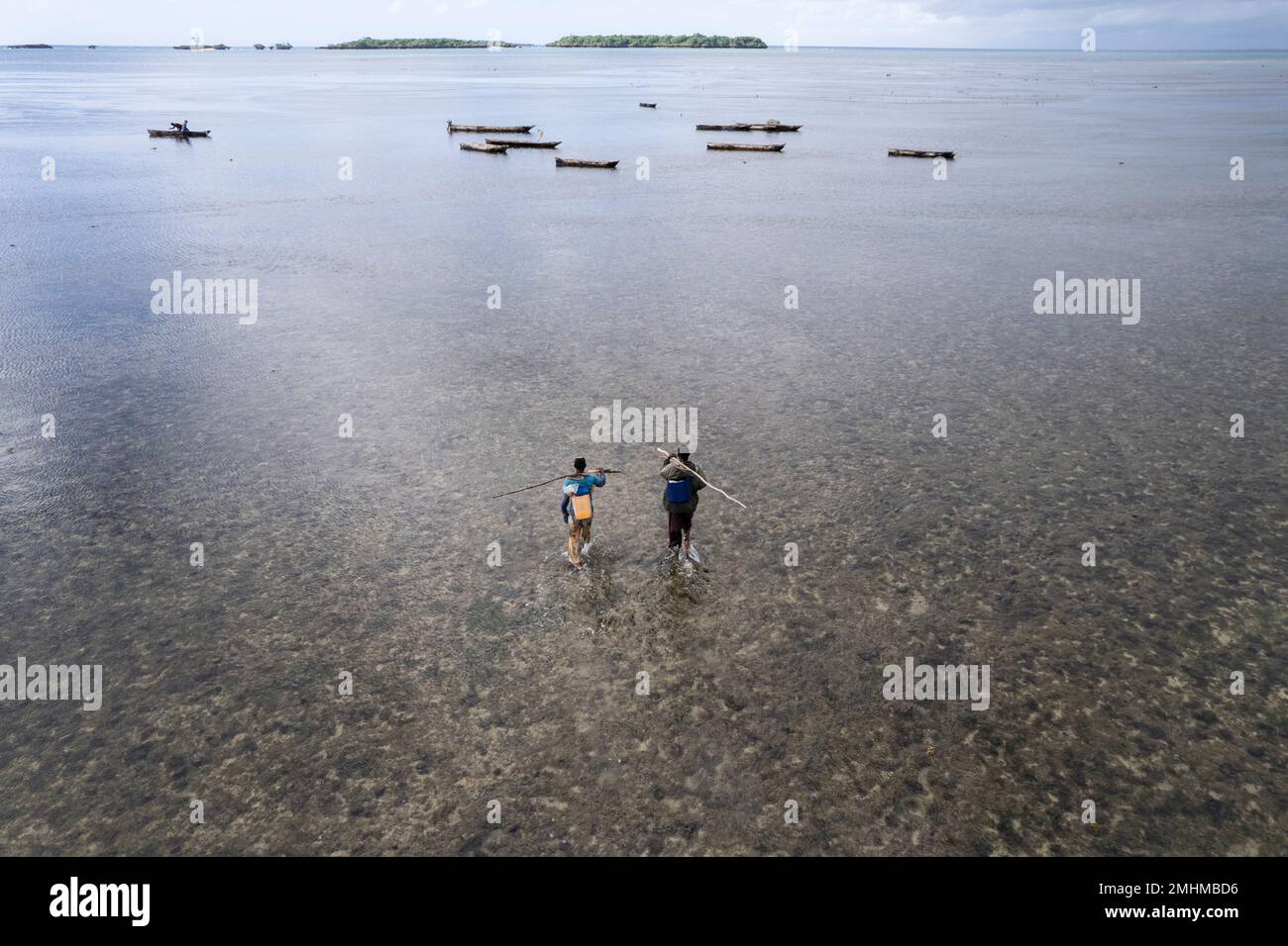 Indian Ocean, Kenya, fishermen. Stock Photo