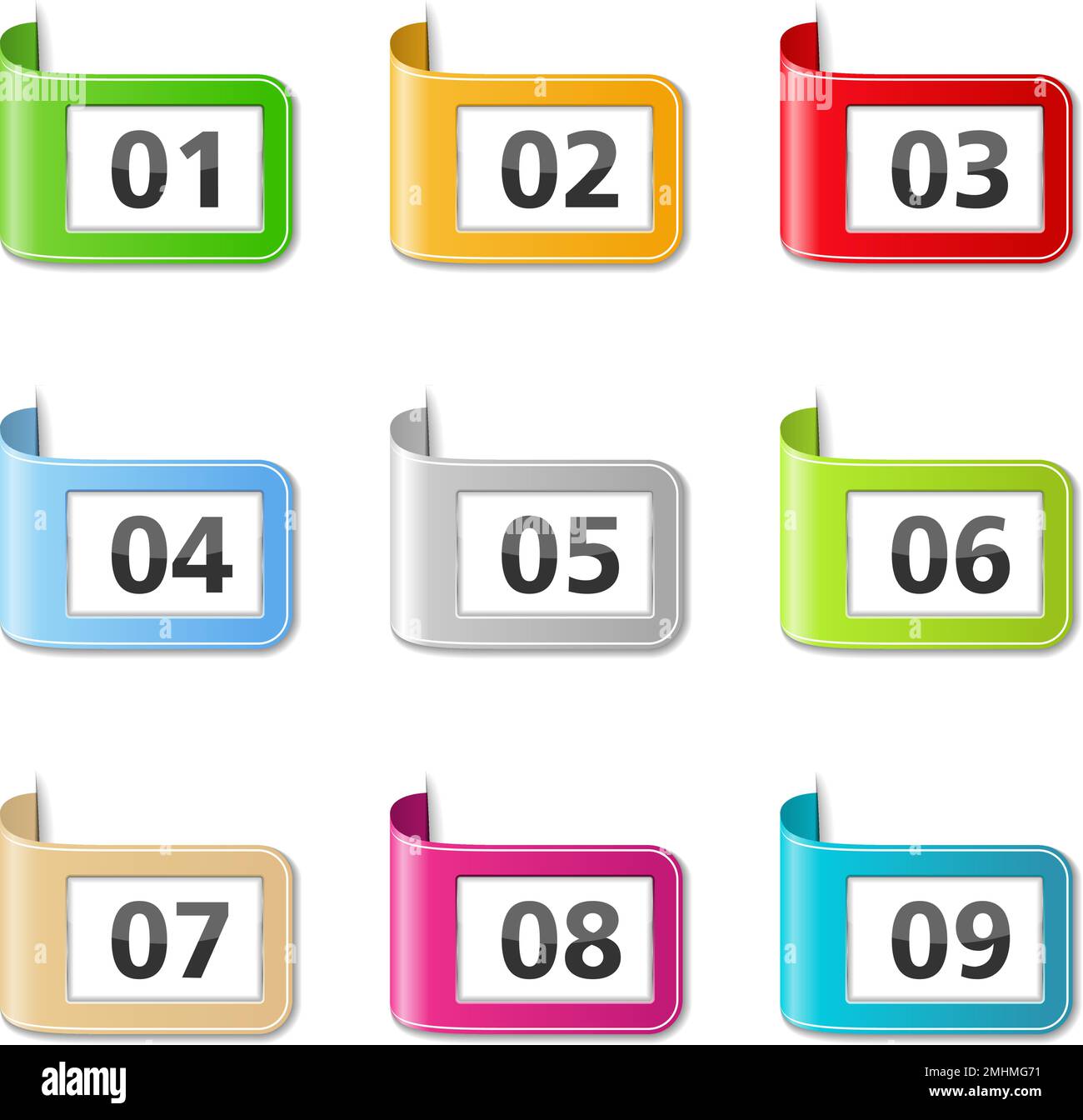 Set of ribbons with numbers, vector eps10 illustration Stock Vector