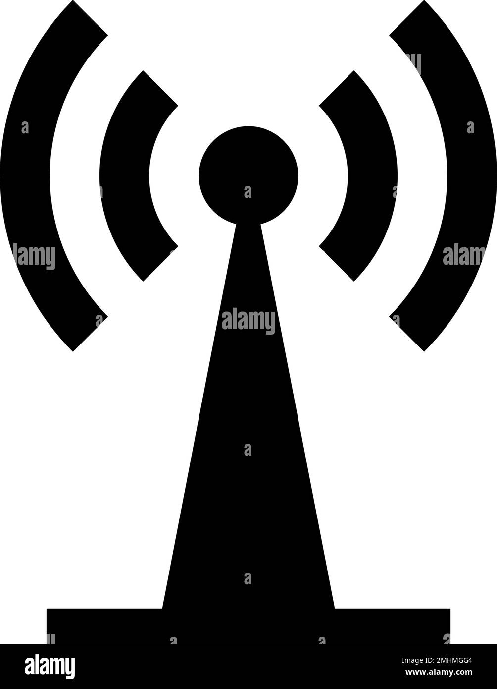 Base station silhouette icon. Radio wave and communication tower. Editable vector. Stock Vector