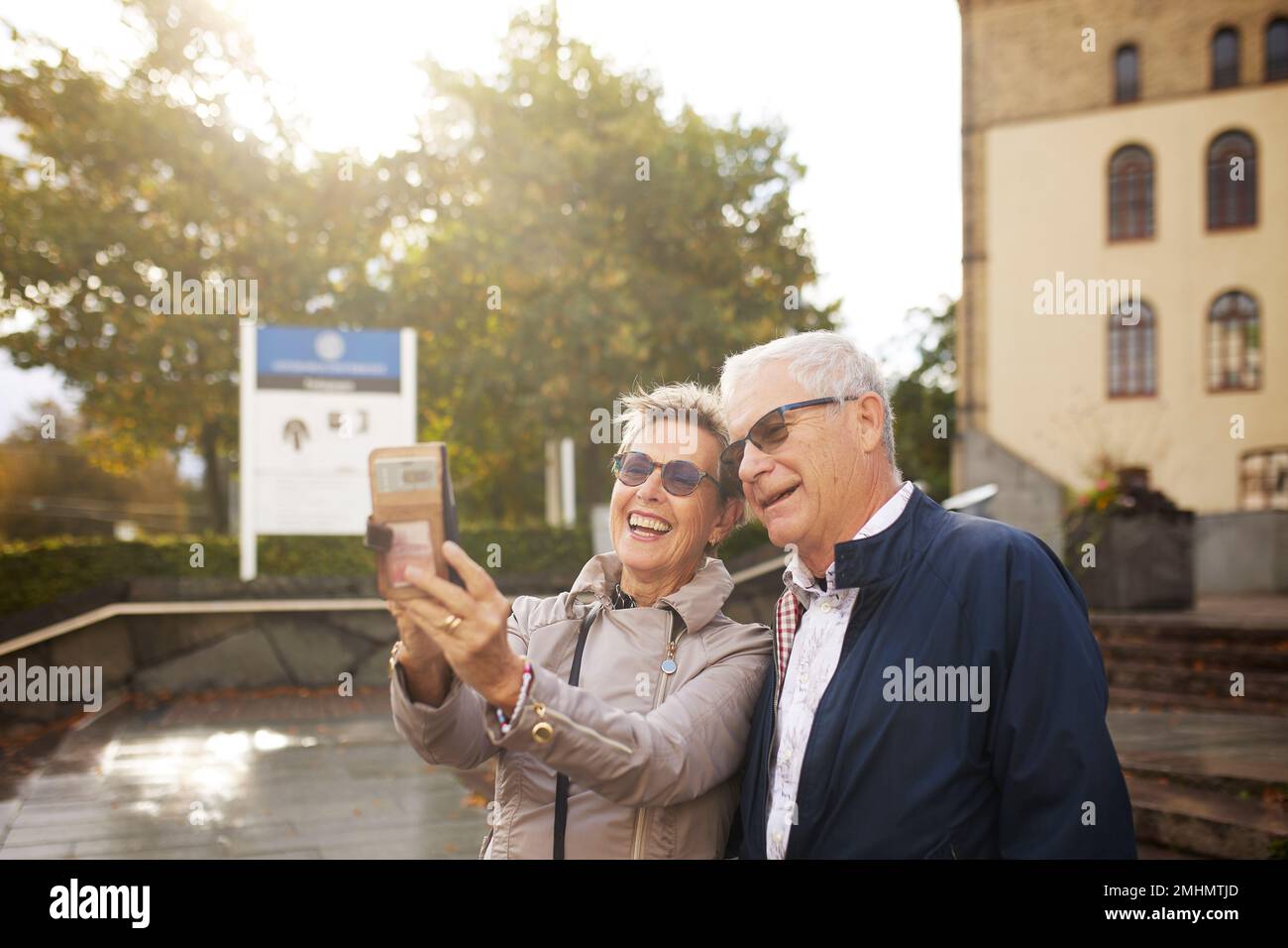 Mature couple taking selfie Stock Photo