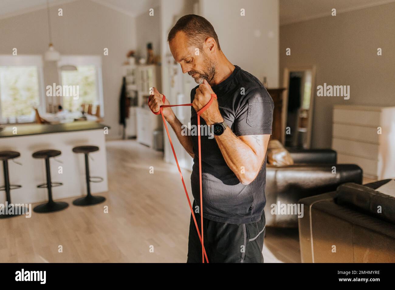 Man training at home Stock Photo