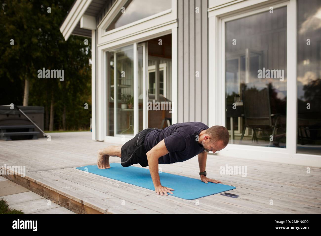 Man doing push-ups Stock Photo