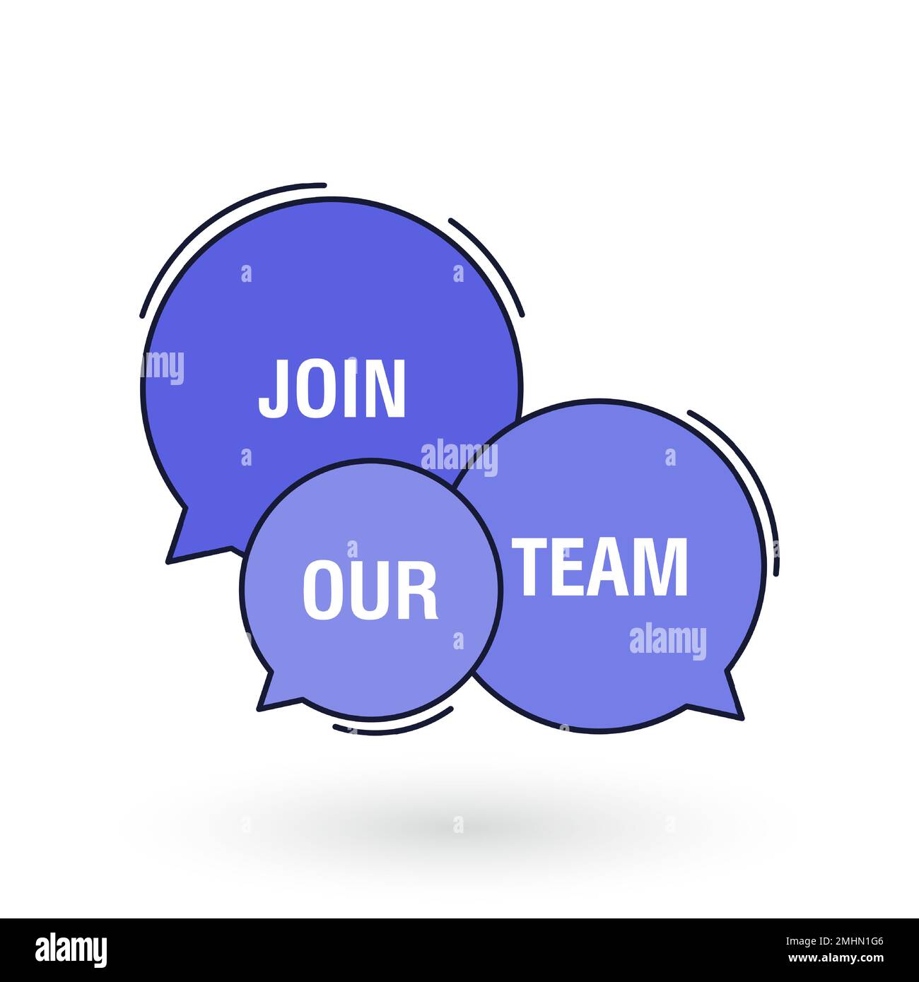 Join our team banner on speech bubble. Hiring recruitment design poster. Open vacancy. Vector