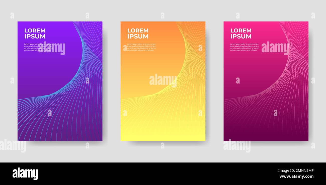 Gradient colorful abstract circle background with wavy halftone line elements. Vector illustration. Stock Vector