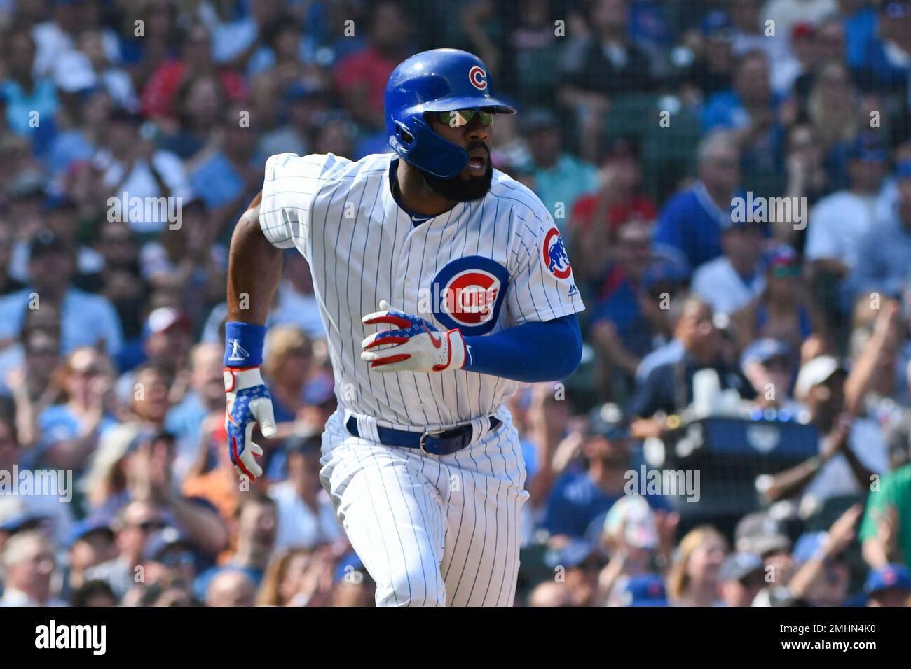 FILE - In this Sept. 20, 2019, file photo, Chicago Cubs' Jason Heyward (22)  runs the bases during the second inning of a baseball game against the St.  Louis Cardinals, in Chicago.