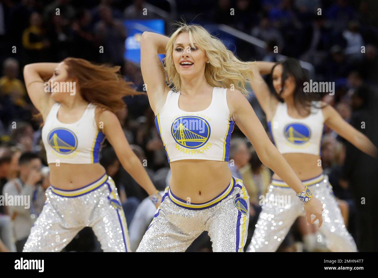 Feb 2, 2012; Oakland, CA, USA; Golden State Warriors cheerleaders perform  during the fourth quarter against the Utah Jazz at Oracle Arena. Golden  State defeated Utah 119-101 Stock Photo - Alamy