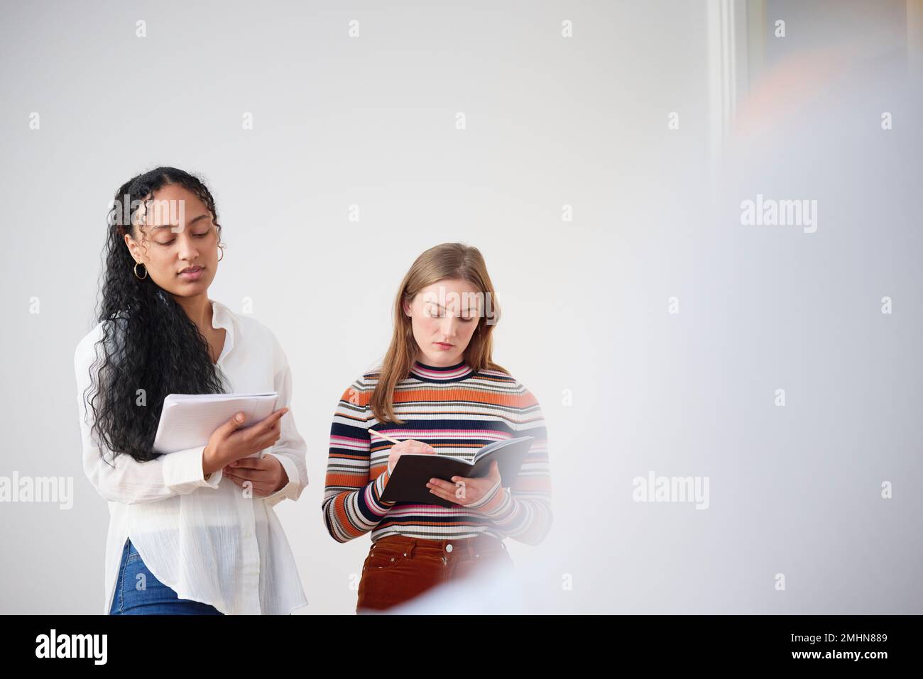 Businesswomen making notes in office Stock Photo
