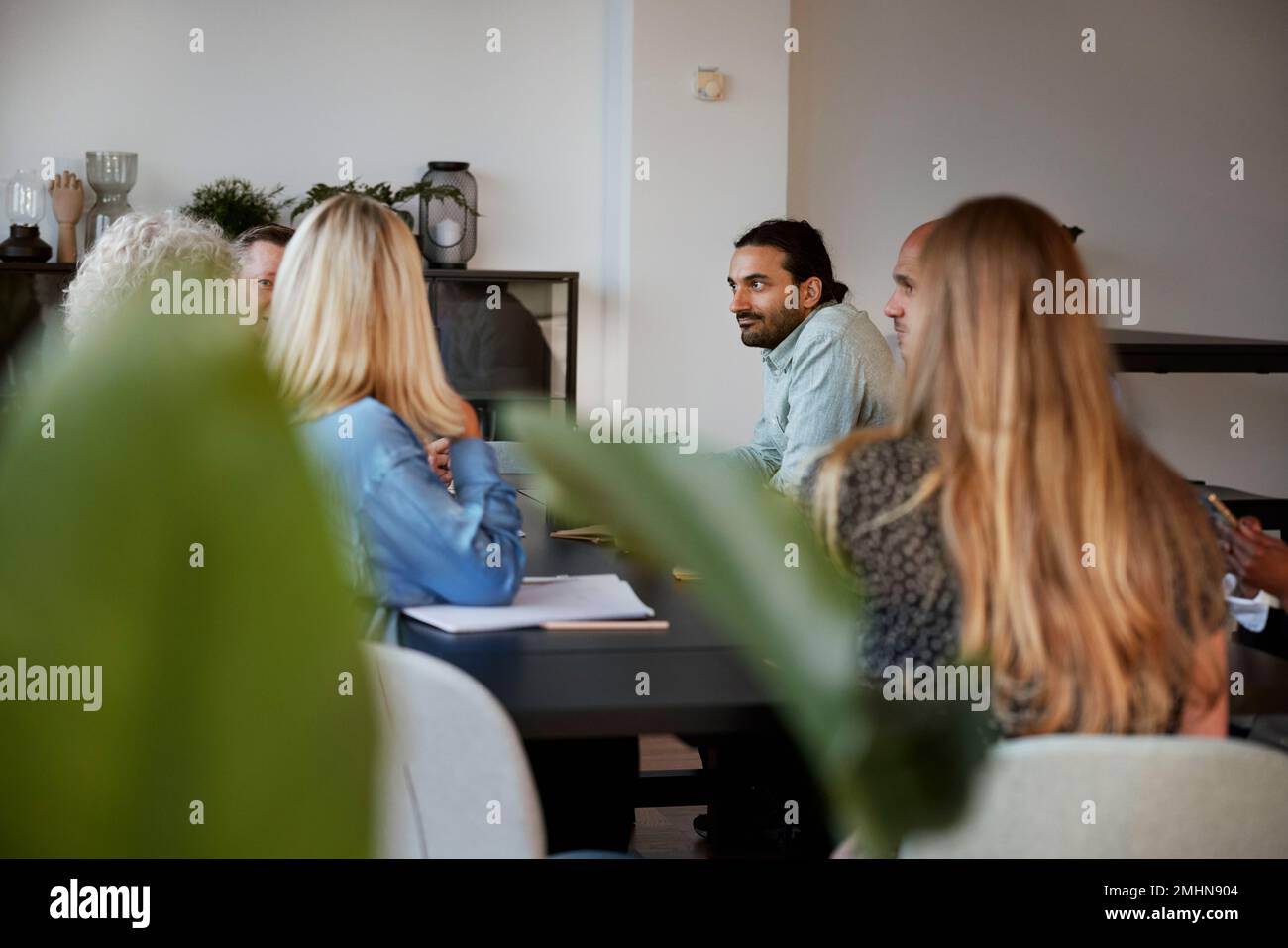 People talking in cafeteria Stock Photo