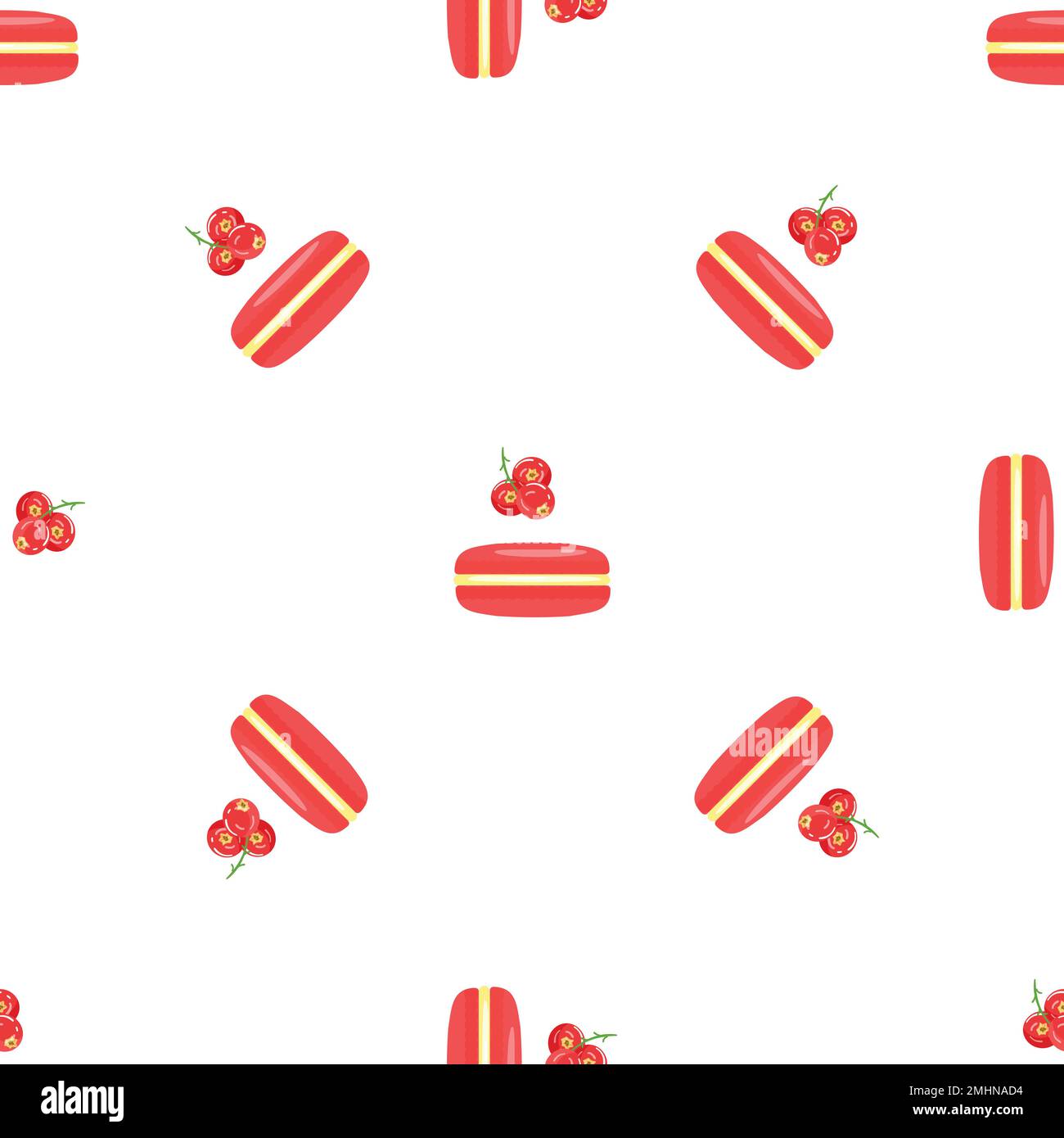Red berry macaroon pattern seamless vector Stock Vector