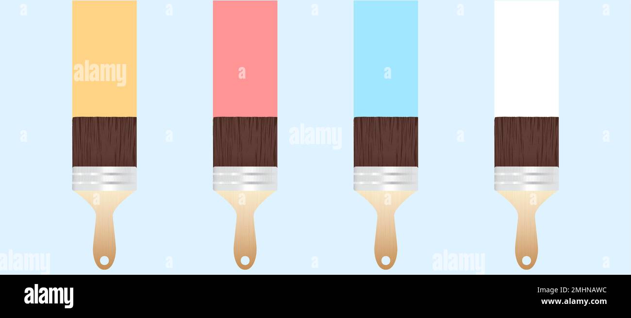 Paint brush with long stroke isolated on white background Stock Vector