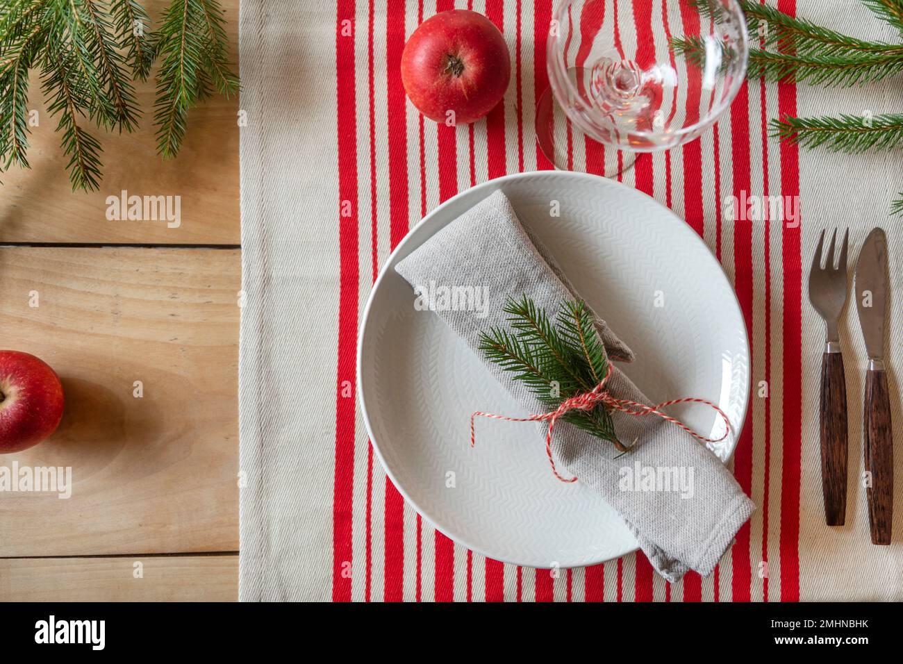 Place setting with christmas decorations Stock Photo