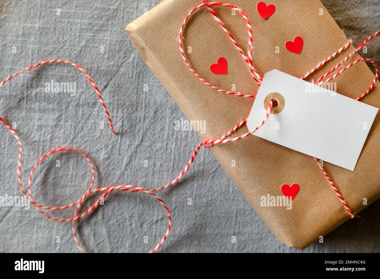 Christmas gift with greeting card Stock Photo