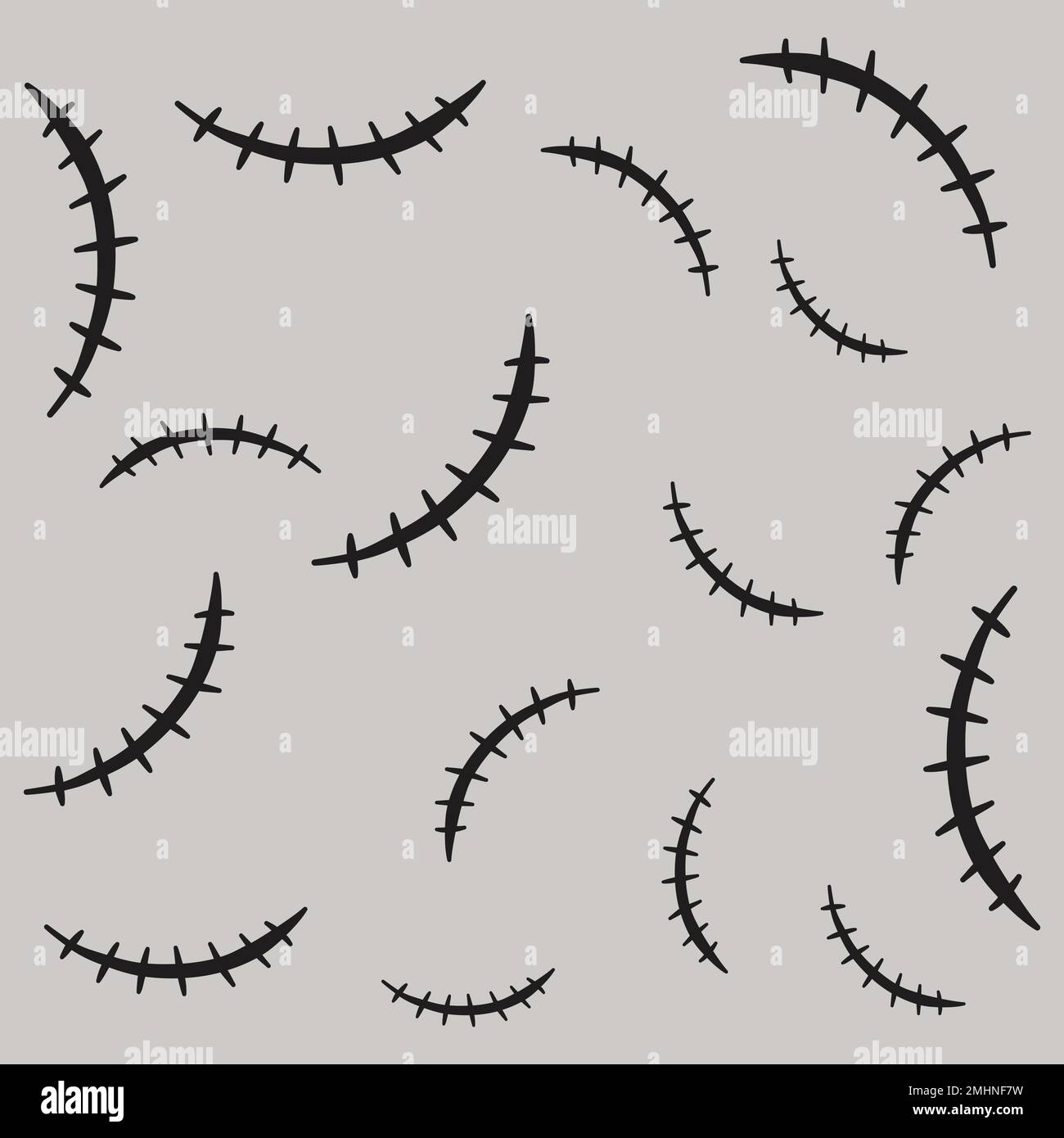 Scar stitches. Abstract ornamental scar pattern. Vector illustration Stock Vector