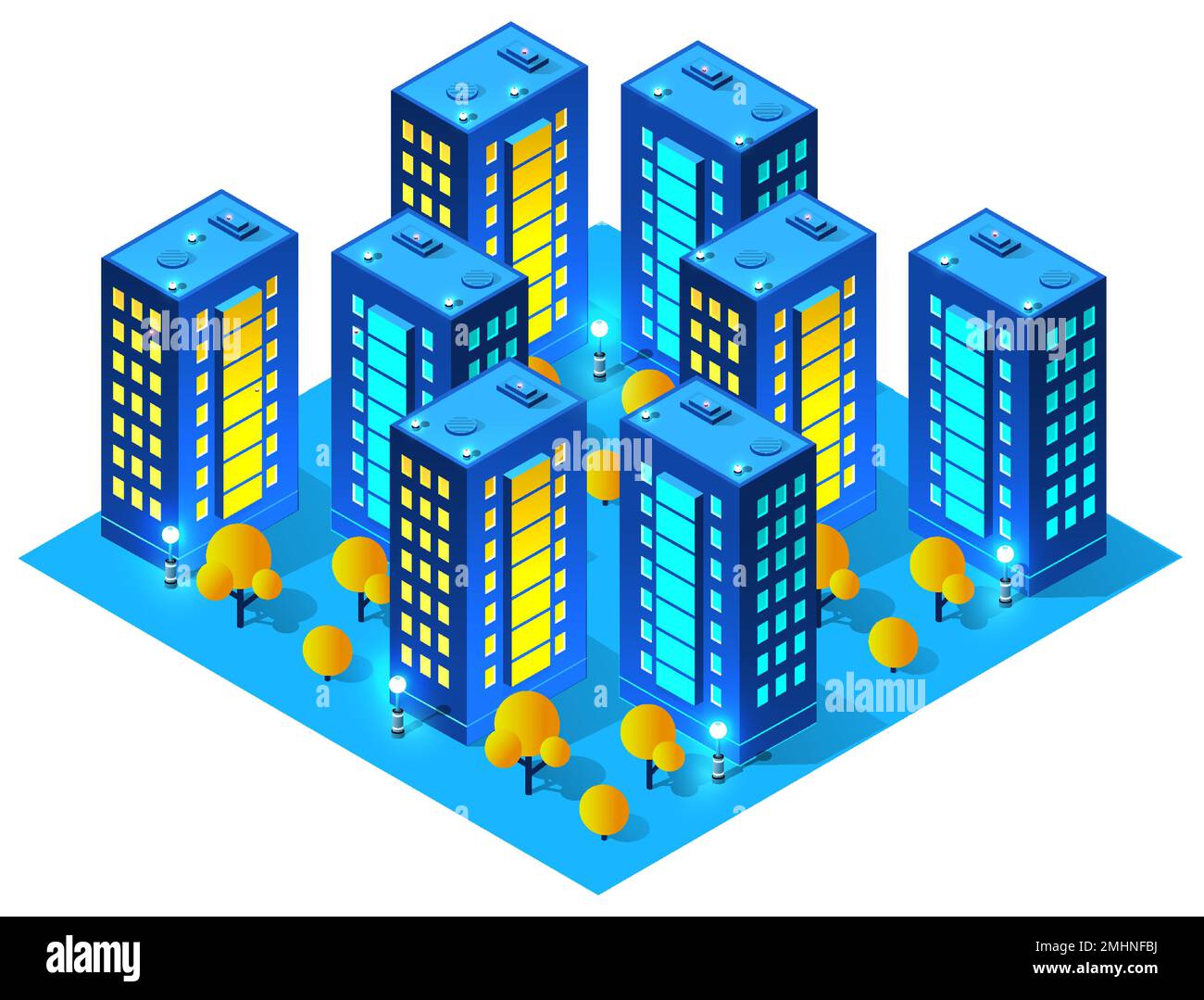 City future smart urban Isometric night lights architecture 3D illustration  technology town street with a lot of building houses and skyscrapers, stre  Stock Vector Image & Art - Alamy