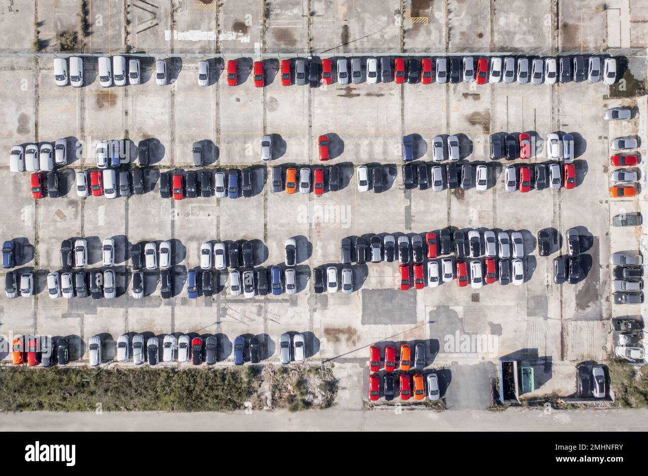 Aerial Drone Photo of Carpark Stock Photo