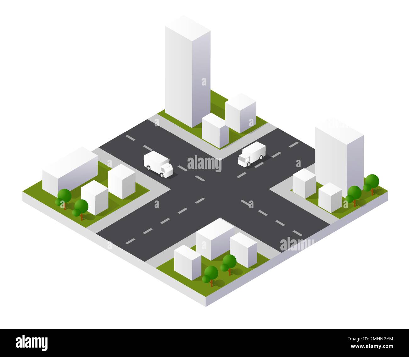 Cityscape icon design elements with isometric building city map ...