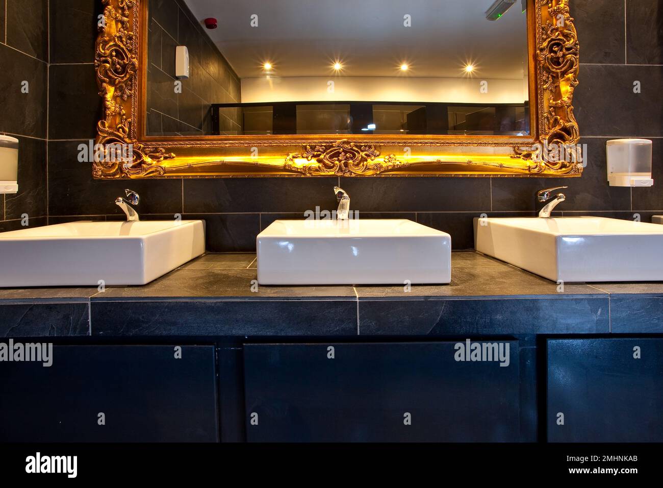 Luxury tiled public bathrooms, urinals and toilets in Leicester, UK