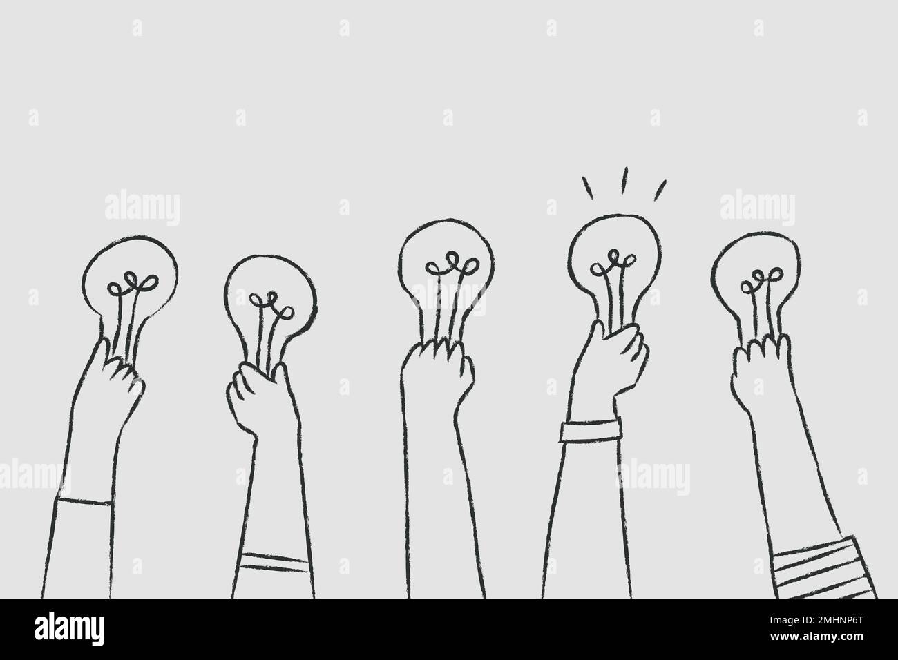 Creative ideas vector, light bulb doodle Stock Vector