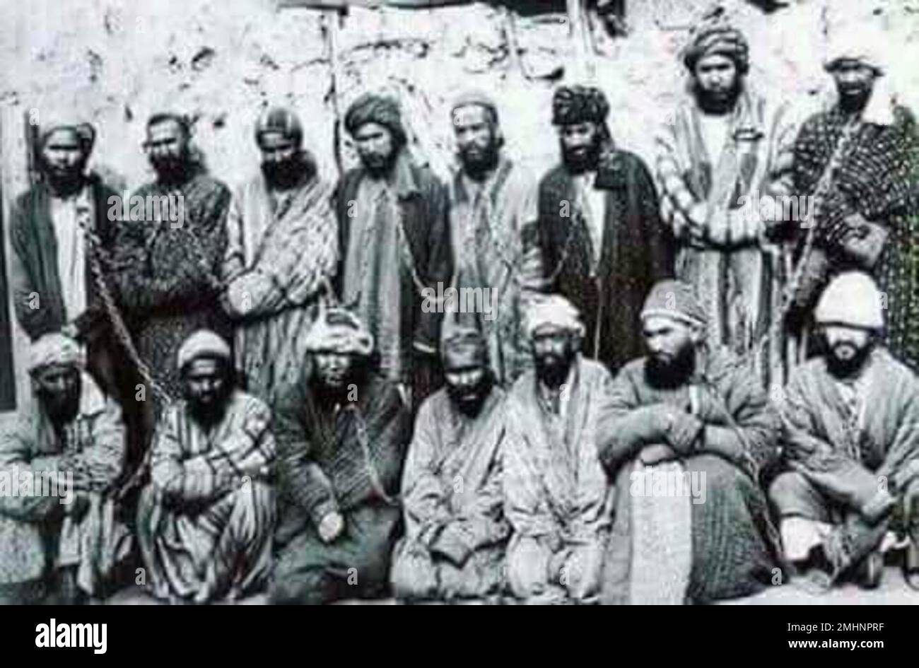 Hazara beigs (chiefs) prisoners in 1880s in Qandahar. Stock Photo