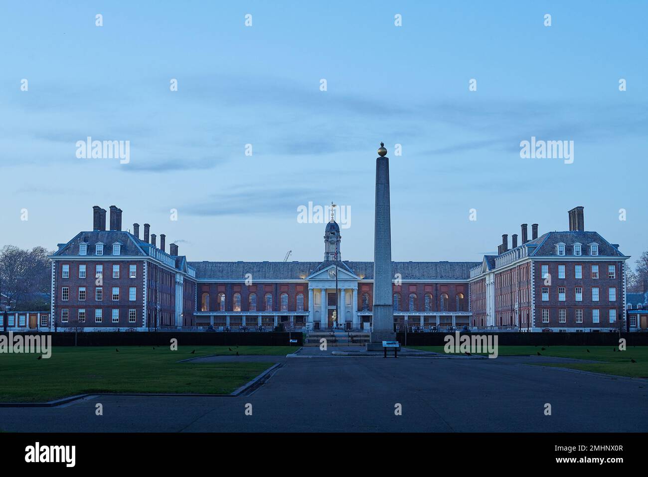Chillianwallah memorial and gardens of the Royal Chelsea Hospital, London, England, founded by king Charles II for retired military. Stock Photo