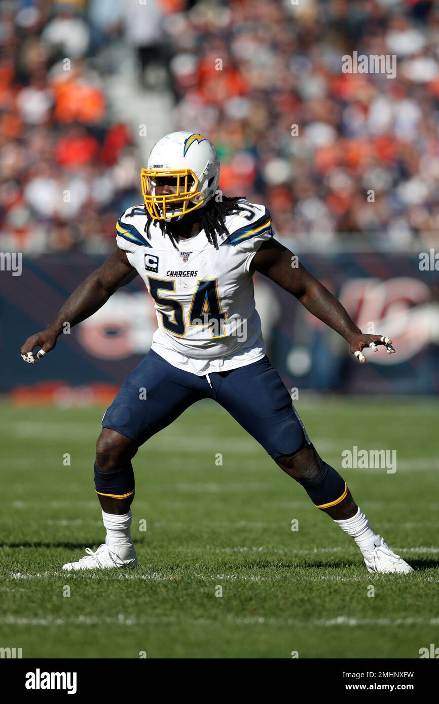 Los Angeles Chargers defensive end Melvin Ingram (54) lines up against