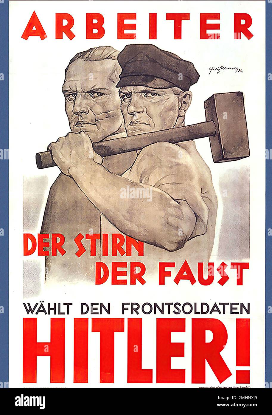 1932   vote for Hitler  -  German Nazi Propaganda poster Stock Photo