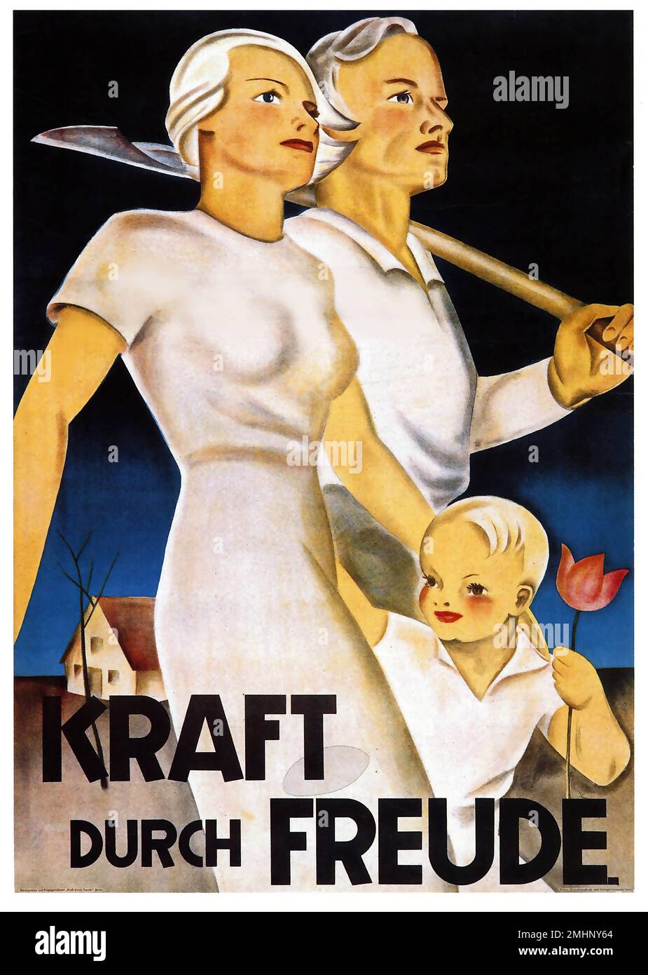 WWII   Strength Through Joy - Axis - German Nazi Propaganda poster Stock Photo