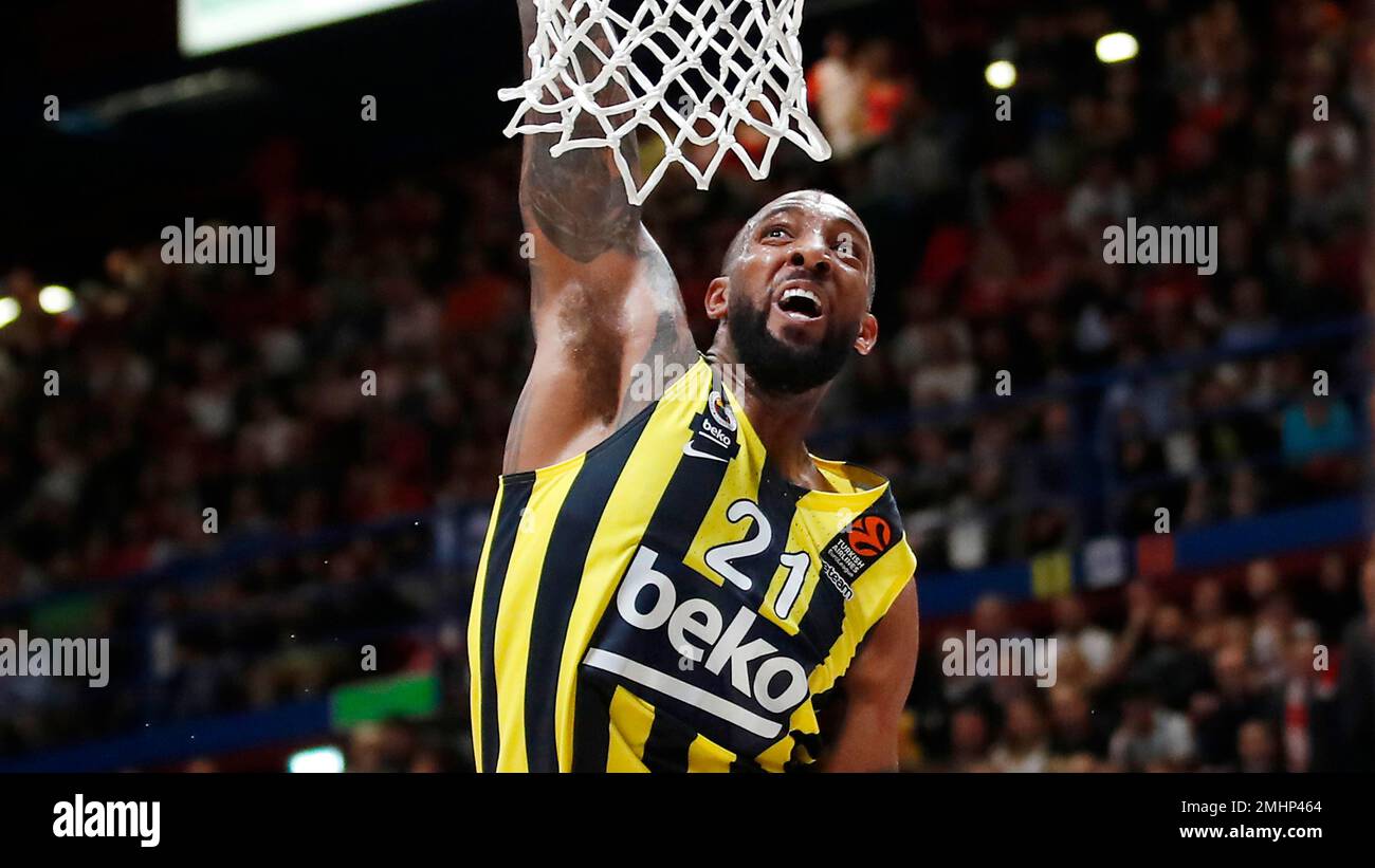 Fenerbahce's Derrick Williams scores a basket during the Euro League  basketball match between Olimpia Milan and Fenerbahce, in Milan, Italy,  Friday, Oct. 25, 2019. (AP Photo/Antonio Calanni Stock Photo - Alamy
