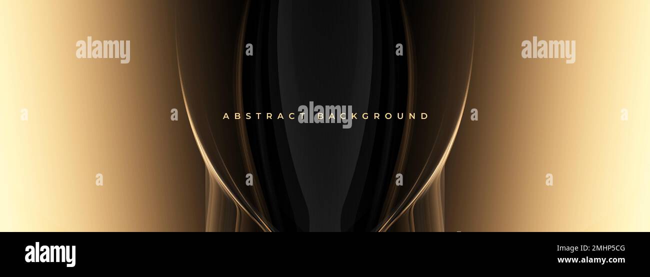 Luxury black and gold wide abstract background with abstract golden ...