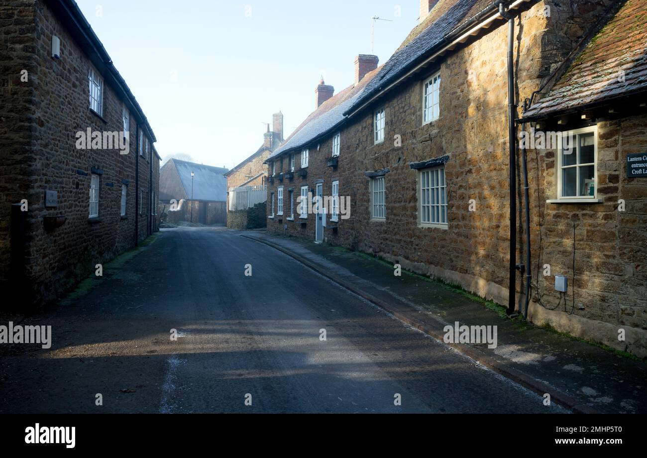 Glebe Lane in winter, Staverton, Northamptonshire, England, UK Stock Photo