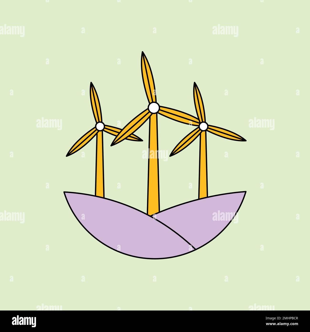 Renewable energy sticker vector with wind turbine illustration Stock