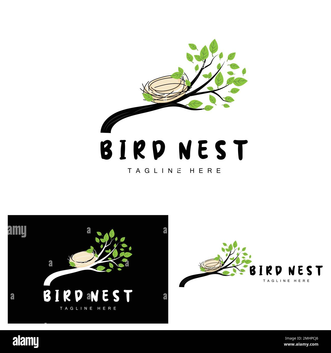 Bird's Nest Logo Design, Bird House Vector For Eggs, Bird Tree Logo